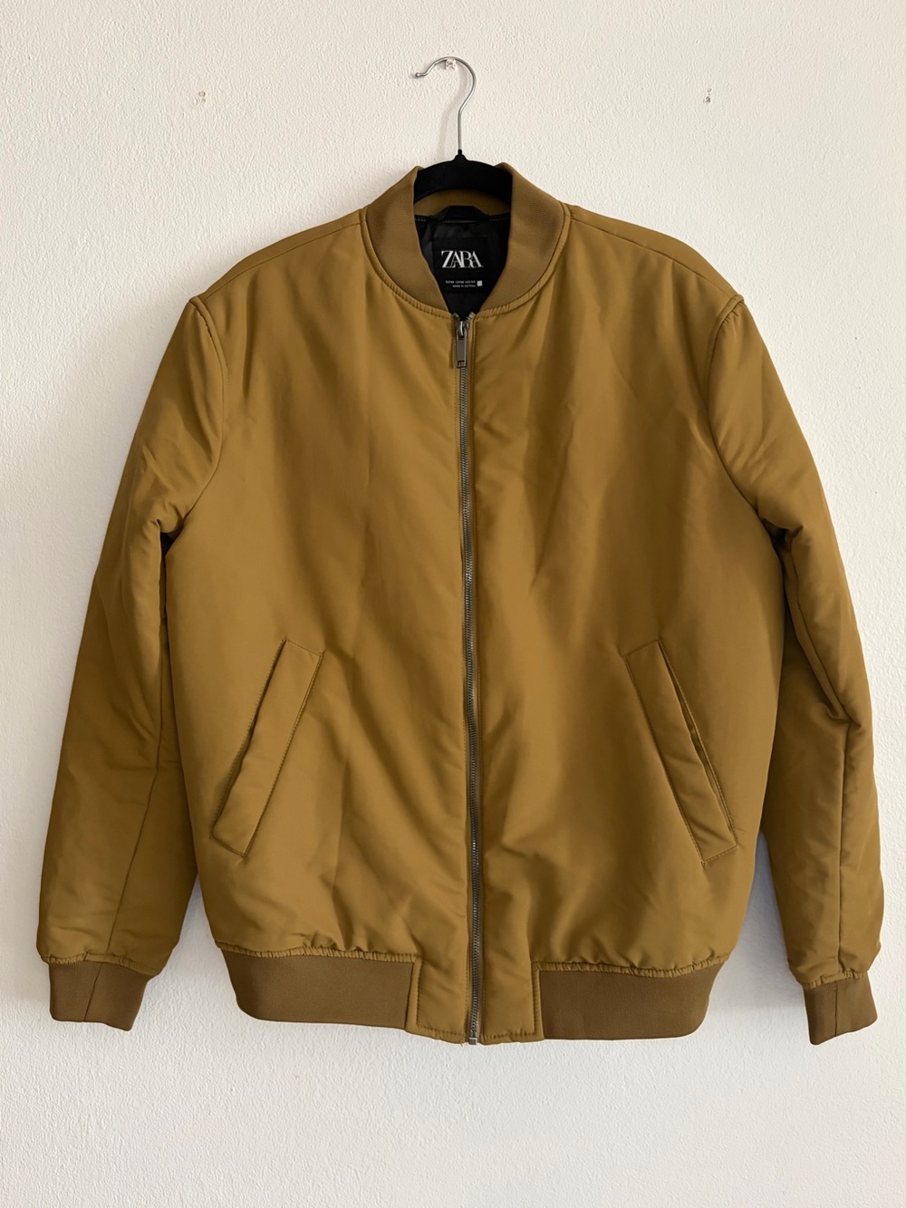 Zara Men's Tan Bomber Jacket - Medium